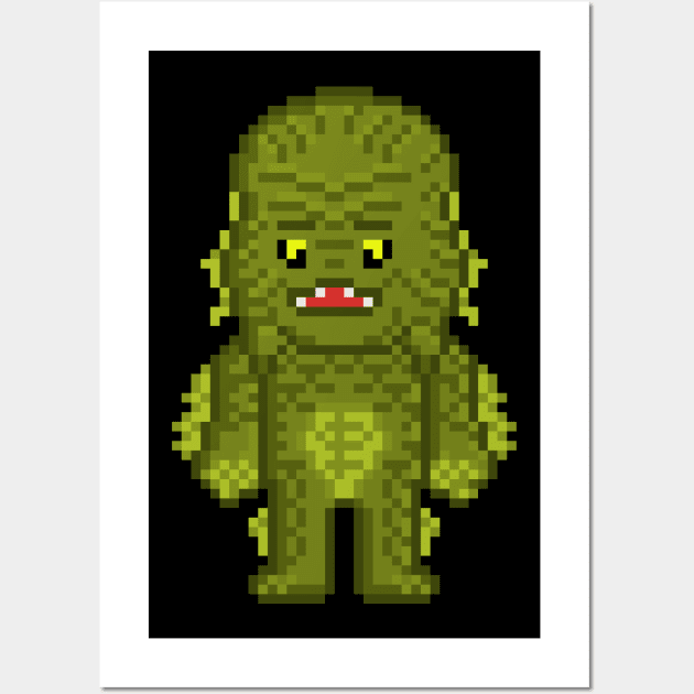 Pixel Monster Lagoon Creature Wall Art by gkillerb